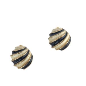 Vintage David Hill black and cream clip on earrings